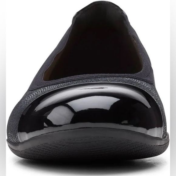 Clarks Sara Orchid Black Leather Ballet Flats - Picture 3 of 9